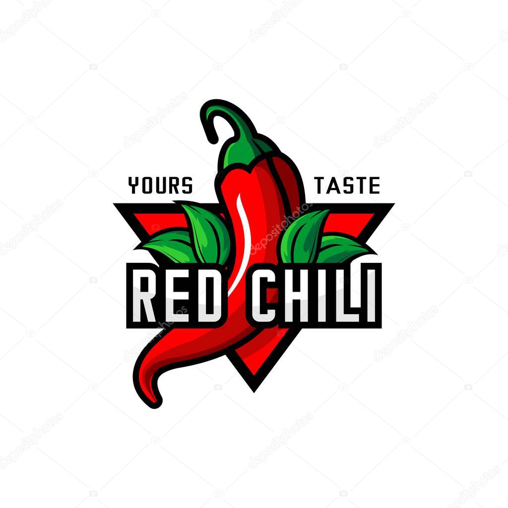 Red chili logo vector, cafe and restaurant logo, farm