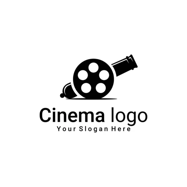 Film Roll Vector Huis Kanon Bioscoop Logo Illustratie Vector Studio — Stockvector