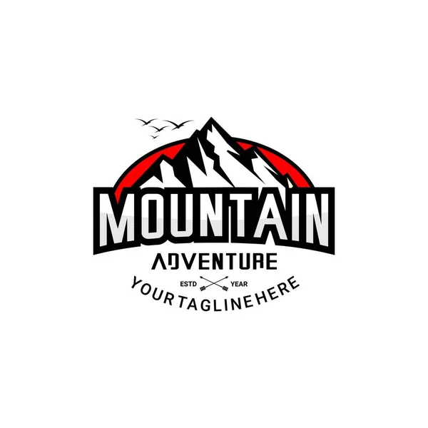 Logotipo Vetor Montanha Neve Aventura Logotipo Caçador — Vetor de Stock