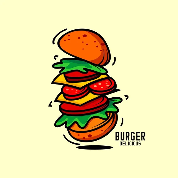 Vector Illustratie Van Burger Logo Restaurant Logo — Stockvector