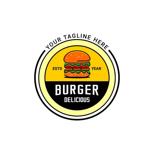 Burger Logo Illustration Vector Big Hamburger Template Vector — Stockvektor