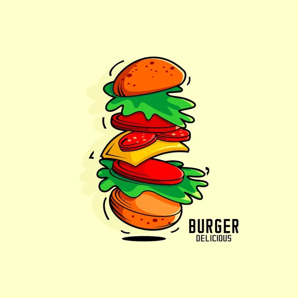 Humberger Εστιατόριο Λογότυπο Διάνυσμα Σχεδιασμό Cafe Λογότυπο — Διανυσματικό Αρχείο