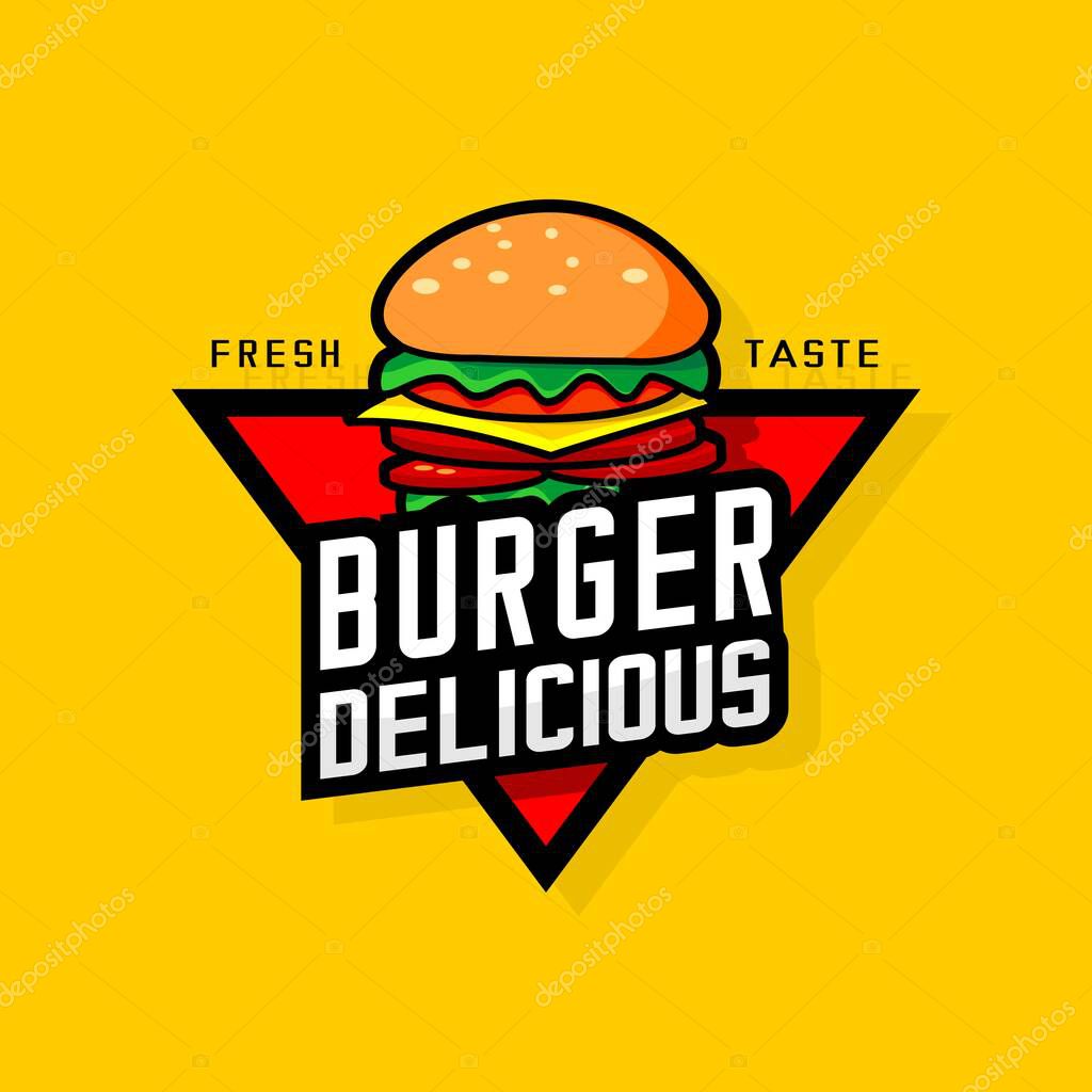 Burger logo illustration vector, big hamburger template vector