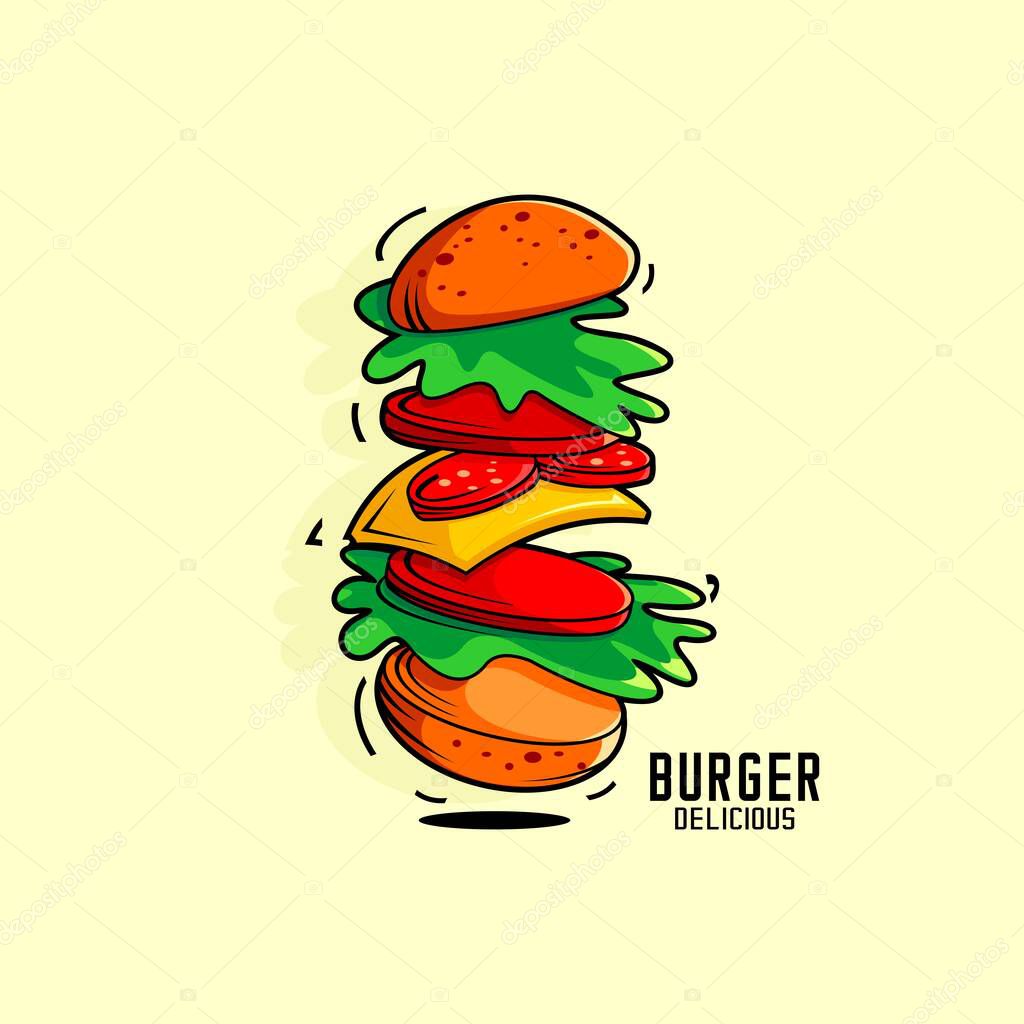 Humberger restaurant logo vector design, cafe logo