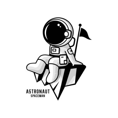 karikatür astronot çizim vektörü, uzay adamı vektörü