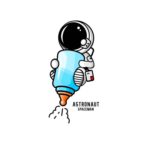 Cartoon Astronaut Illustration Vektor Vektor Kind Raumfahrer — Stockvektor