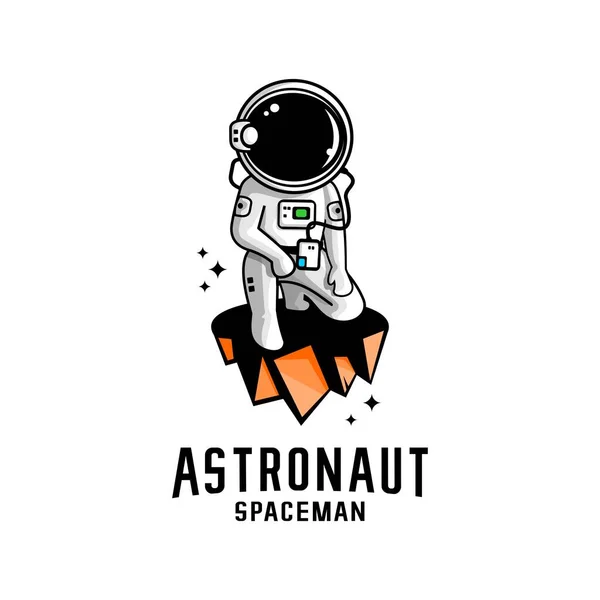 Niedlichen Astronauten Cartoon Illustration Vektor Symbol Logo Druck — Stockvektor
