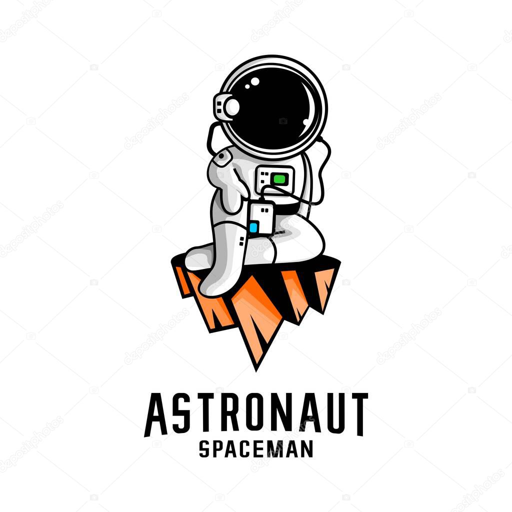 cute astronaut cartoon illustration vector, icon, logo, print