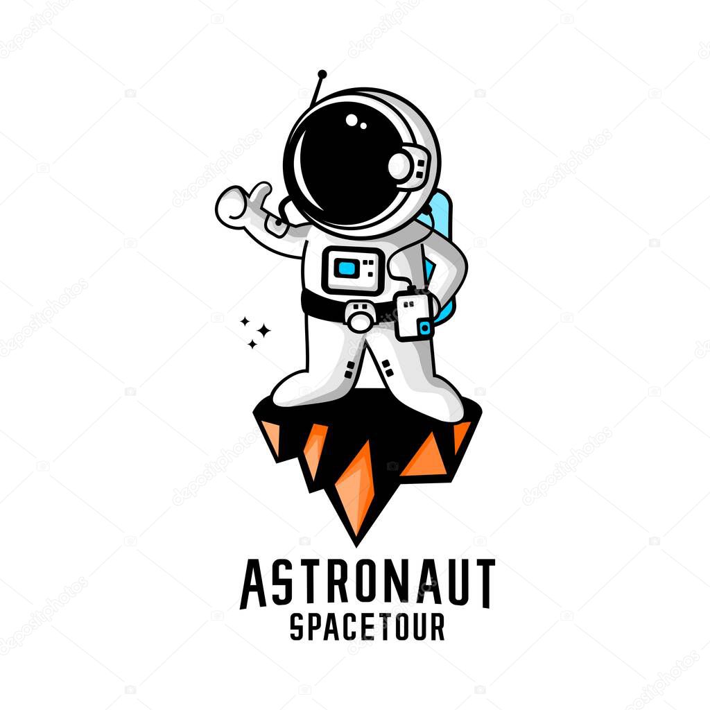 Little boy astronaut vector illustration