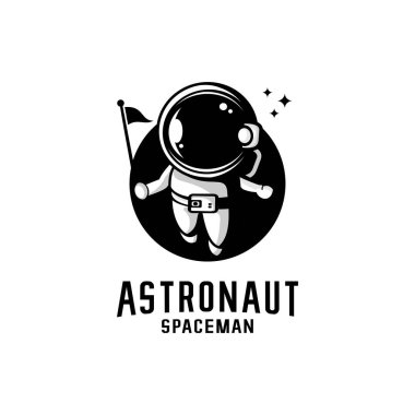astronot logo illüstrasyon vektörü