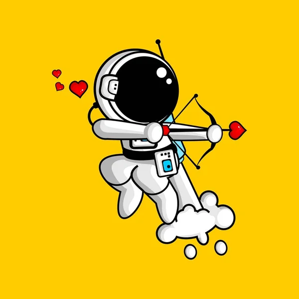 Vector Illustratie Van Cartoon Astronaut Met Een Boog Van Liefde — Stockvector