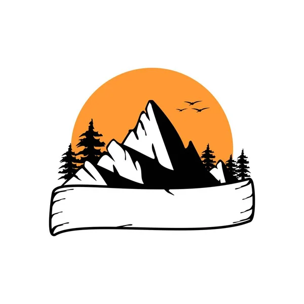 Vettore Logo Montagna Logo Avventura Sfondo Bianco — Vettoriale Stock