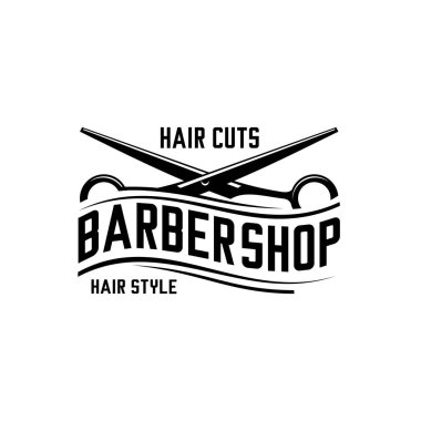 Berber dükkanı logo vektörü, makas vektörü