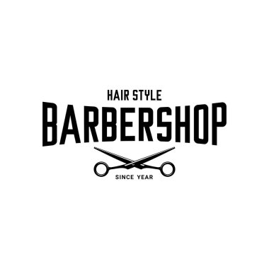 Berber dükkanı logo vektörü, makas vektörü