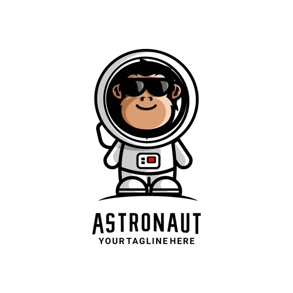 Affe Gekleidet Astronaut Logo Illustration Vektor — Stockvektor