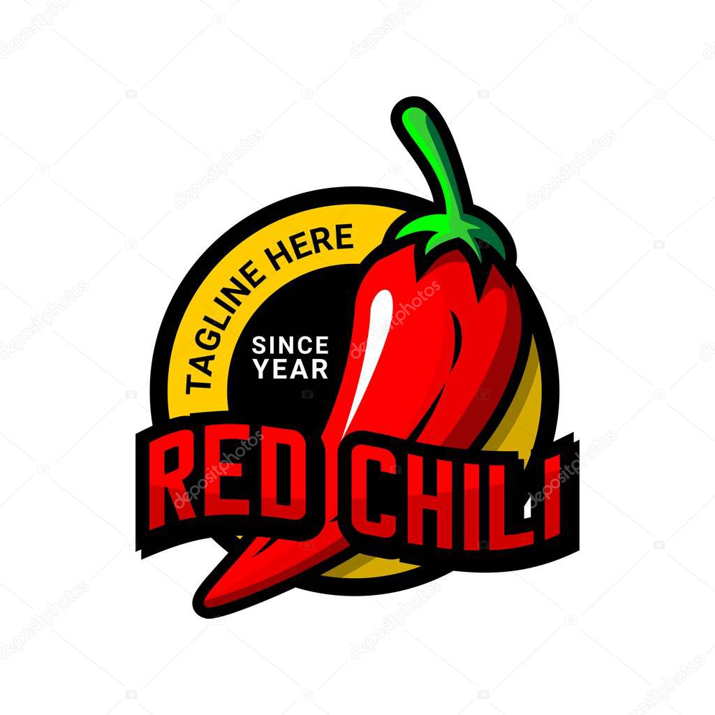 Red chili logo vector, cafe and restaurant logo, farm