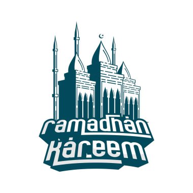 Cami ve Ramazan Kareem tulisan 'ın vektör illüstrasyonu