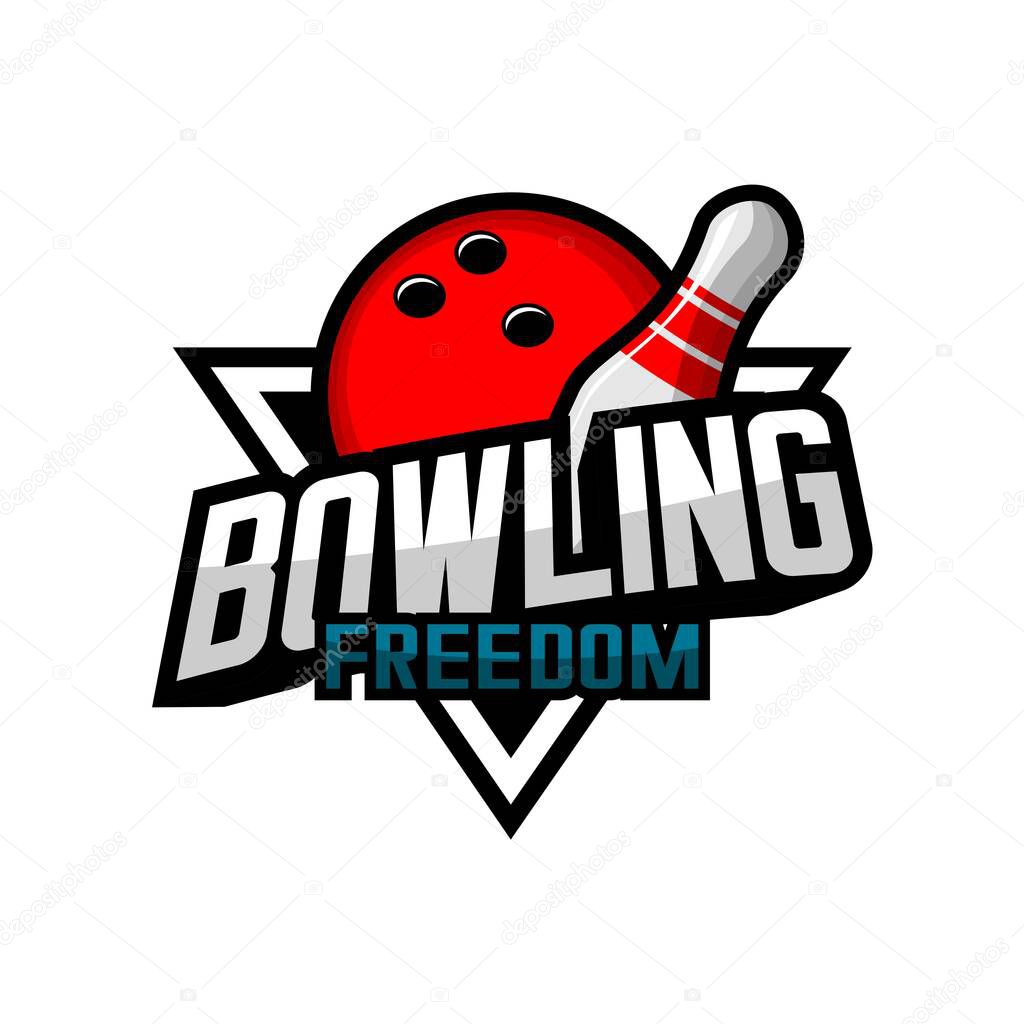 Bowling sports logo vector on white background