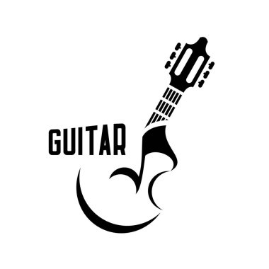 Beyaz arkaplanda gitar silueti vektörü