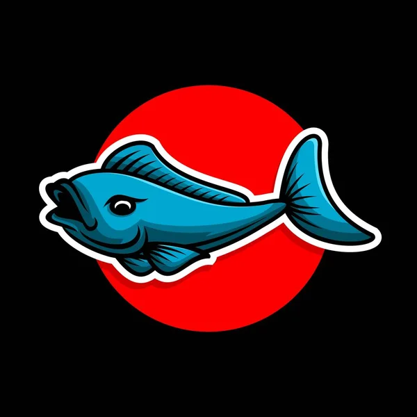 Wektor Ilustrasi Ikan Besar Wektor Ikony Rybackiej — Wektor stockowy