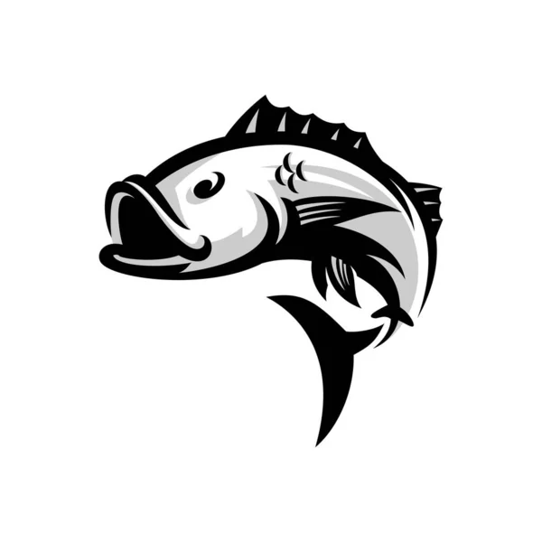 Ilustração Vetorial Ícone Clube Pesca Vetor Peixe Grande — Vetor de Stock