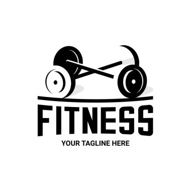 Fitness logosu vektör illüstrasyonu, vektör halteri, halter
