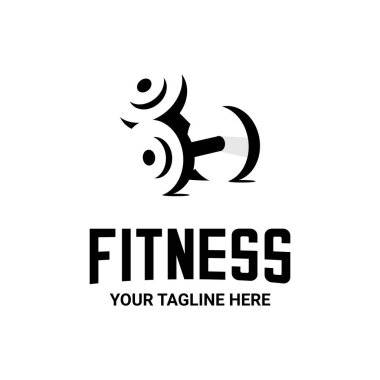 Fitness logosu vektör illüstrasyonu, vektör halteri, halter