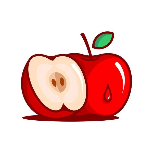 Vector Illustration Red Apple Fruit Split Apple — Wektor stockowy