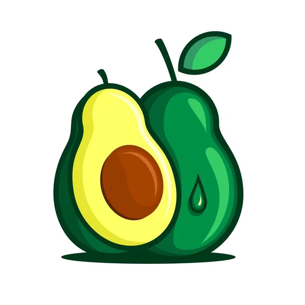 Vector Illustration Avocado Fruit Avocado Split Vector — Archivo Imágenes Vectoriales