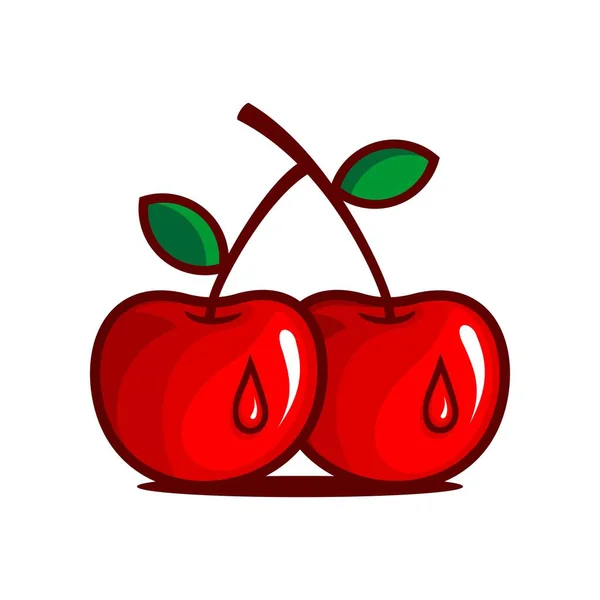 Vector Illustration Red Cherry Fruit Cute Fruit — Wektor stockowy