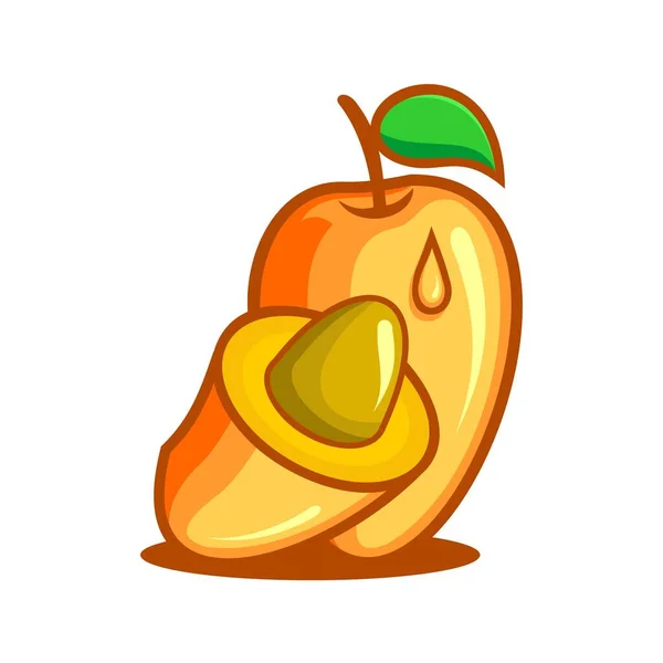 Fresh Mango Fruit Illustration Vectoron White Background — Archivo Imágenes Vectoriales