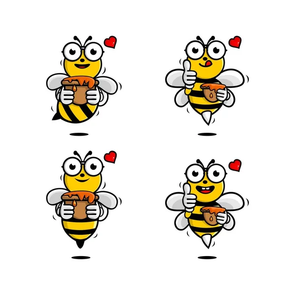 Vector Illustration Honey Bee Logo Carrying Container Honey — Stok Vektör