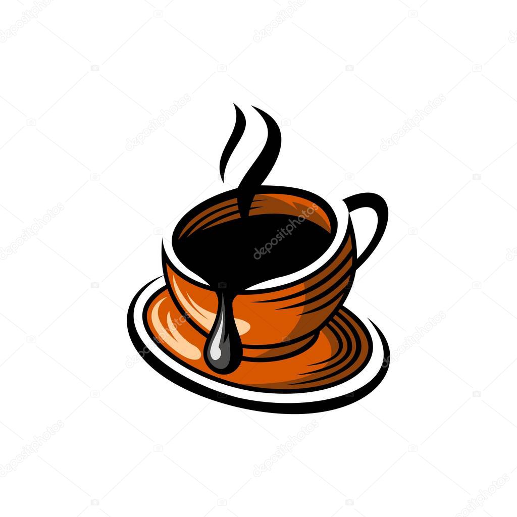 Vector illustration of a cup of coffee, can be used for cafe logo