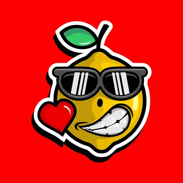 Vector Illustration Lemon Fruit Showing Angry Face Love Lemon Vector — Stockvektor