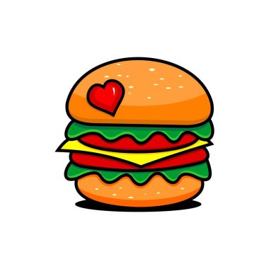hamburger illustration vector and love sign