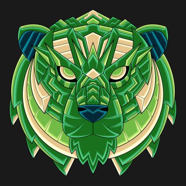 Soyut Renkli Süslü Karikatür Sanat Kaplanı Çizgi Film Çizim Vektörü. Duvar kağıdı, klip sanatı, arka plan, kart, kitap illüstrasyonu, tişört tasarımı, çıkartma, kapak vs. için uygundur