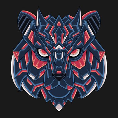 Soyut Renkli Süslü Karikatür Sanat Kaplanı Çizgi Film Çizim Vektörü. Duvar kağıdı, klip sanatı, arka plan, kart, kitap illüstrasyonu, tişört tasarımı, çıkartma, kapak vs. için uygundur