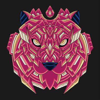 Soyut Renkli Süslü Karikatür Sanat Kaplanı Çizgi Film Çizim Vektörü. Duvar kağıdı, klip sanatı, arka plan, kart, kitap illüstrasyonu, tişört tasarımı, çıkartma, kapak vs. için uygundur