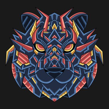 Soyut Renkli Süslü Karikatür Sanat Kaplanı Çizgi Film Çizim Vektörü. Duvar kağıdı, klip sanatı, arka plan, kart, kitap illüstrasyonu, tişört tasarımı, çıkartma, kapak vs. için uygundur