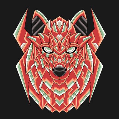 Soyut Renkli Süslü Doodle Zentangle Sanat Sanatı Kurt Çizim Çizim Vektörü. Logo, Duvar Kağıdı, Banner, Arkaplan, Kart, Kitap İllüstrasyonu, Tişört Tasarımı, Etiket, Kapak, vb.