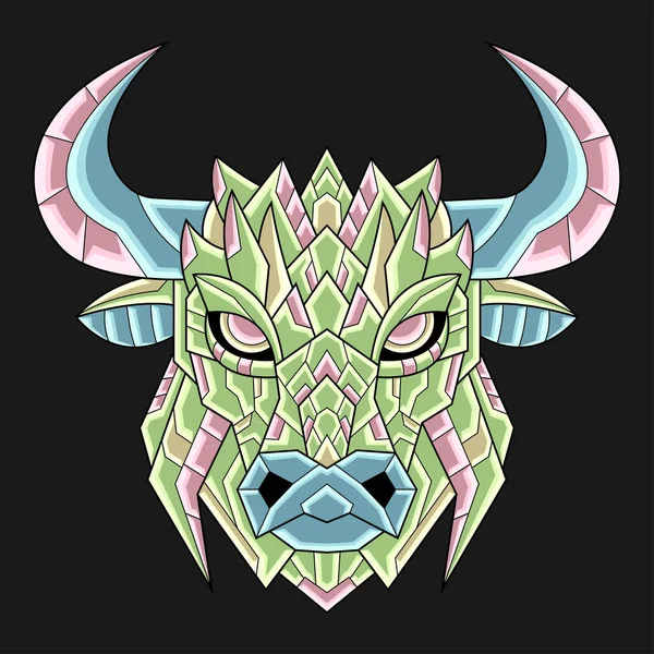 Astratto Colorato Ornamento Doodle Bull Illustrazione Cartoon Concept Vector Adatto — Vettoriale Stock