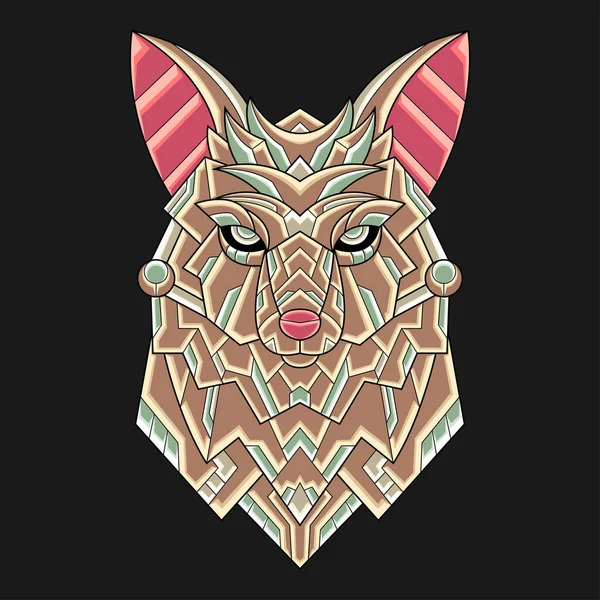 Décoration Colorée Abstraite Doodle Zentangle Art Coyote Illustration Cartoon Concept — Image vectorielle