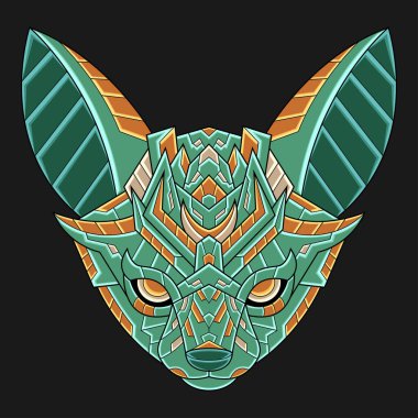 Soyut Renkli Süslü Doodle Fennec Fox Çizgi Film Kavram Vektörü. Logo, Duvar Kağıdı, Banner, Arkaplan, Kart, Kitap İllüstrasyonu, Tişört Tasarımı, Etiket, Kapak, vb.