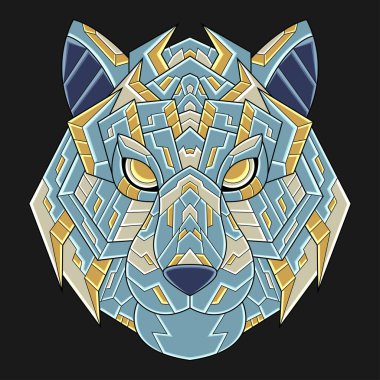 Soyut Renkli Süslü Karikatür Sanat Kaplanı Çizgi Film Çizim Vektörü. Duvar kağıdı, klip sanatı, arka plan, kart, kitap illüstrasyonu, tişört tasarımı, çıkartma, kapak vs. için uygundur