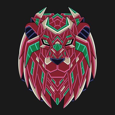 Soyut Renkli Süslü Karalama Sanatı Aslan Başlı Çizgi Film Çizim Vektörü. Logo, Duvar Kağıdı, Banner, Arkaplan, Kart, Kitap İllüstrasyonu, Tişört Tasarımı, Etiket, Kapak, vb.