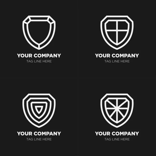 Shield Logo Icon Template Collection Set Design Generic Line Style — Stockvektor