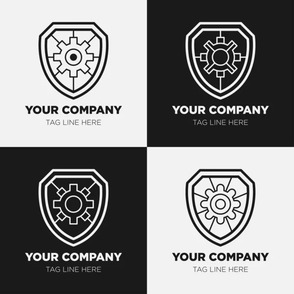 Shield Logo Icon Template Collection Set Design Generic Line Style — Stock Vector