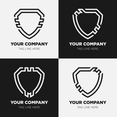 Kalkan logo şablonu koleksiyon dizaynı, genel satır biçimi