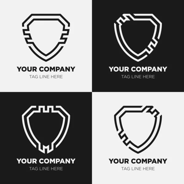 Shield Logo Icon Template Collection Set Design Generic Line Style — Stock Vector
