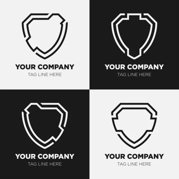 Shield Logo Icon Template Collection Set Design Generic Line Style — Stock Vector